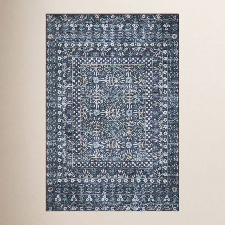 Rifle Paper Co. x Loloi Maison Rosette Blue Rug & Reviews | Birch Lane